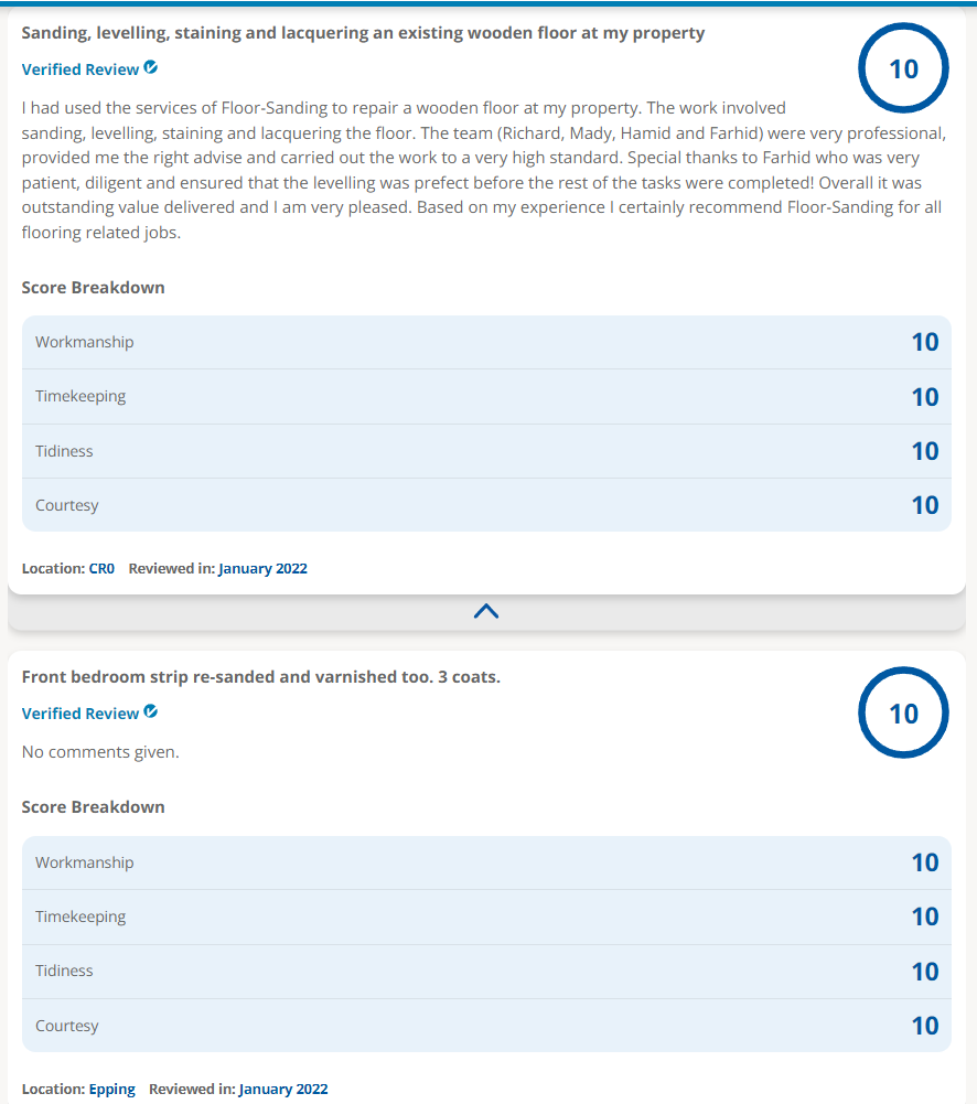 Floor sanding London reviews Checkatrade 2