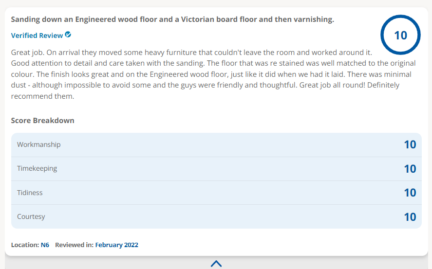 floor sanding reviews London Checkatrade