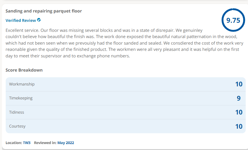 Middlesex floor sanding beautiful review may 2022