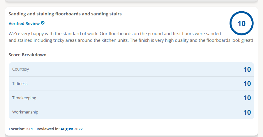 sanding floorboards Kingston Upon Thames