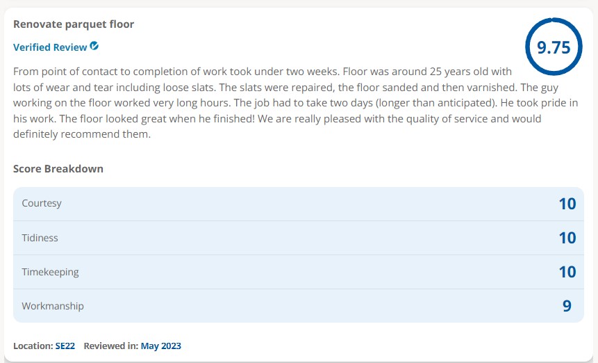 renovate parquet floor london se22