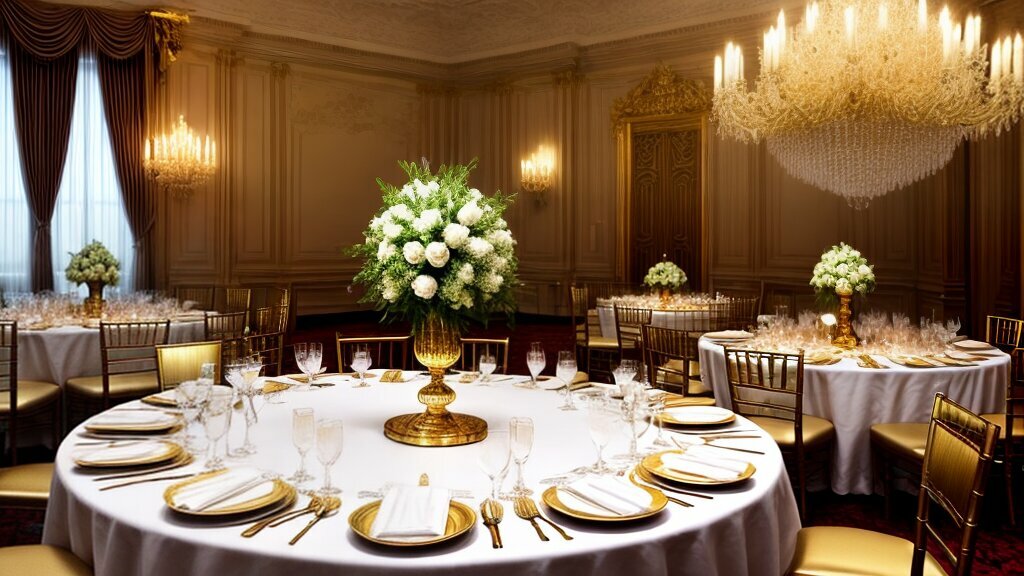 Gold candle holders on a white table