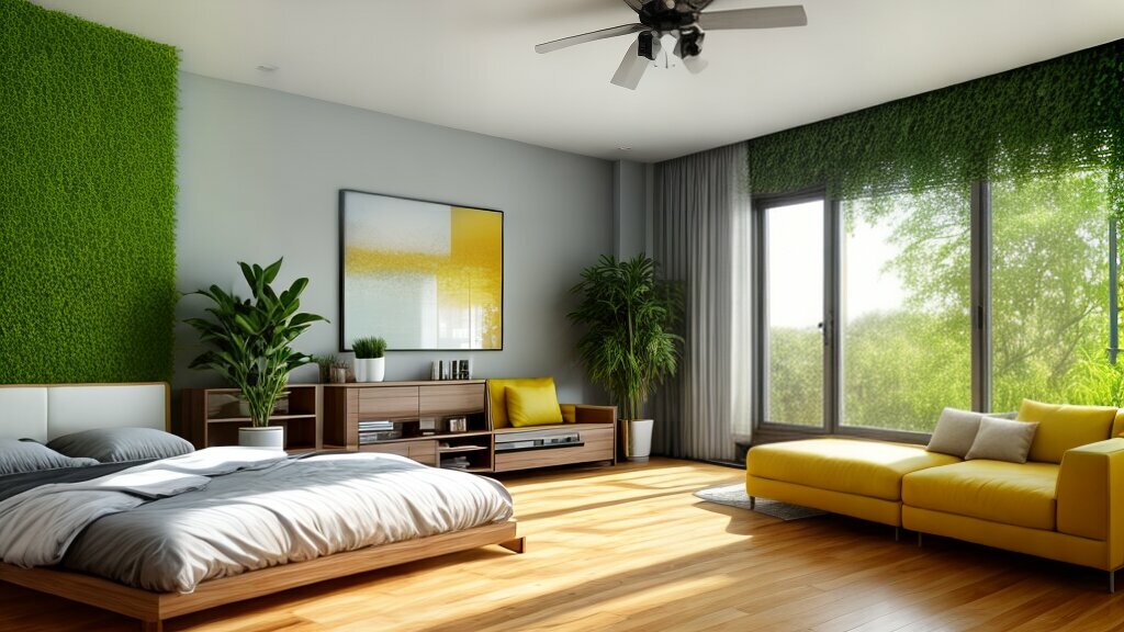 Yellow room with natural light Yellow room with natural light