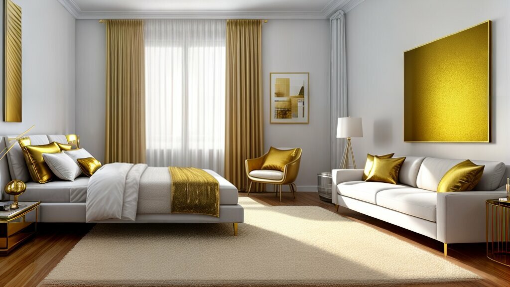 gold and white interior design
