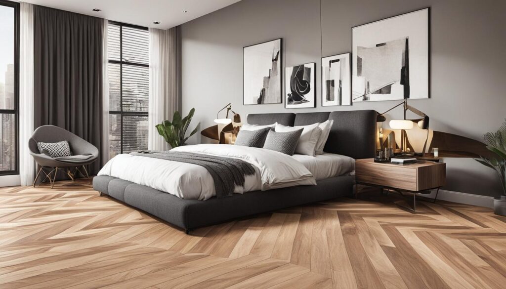 Chevron Wood Floors in Bedrooms