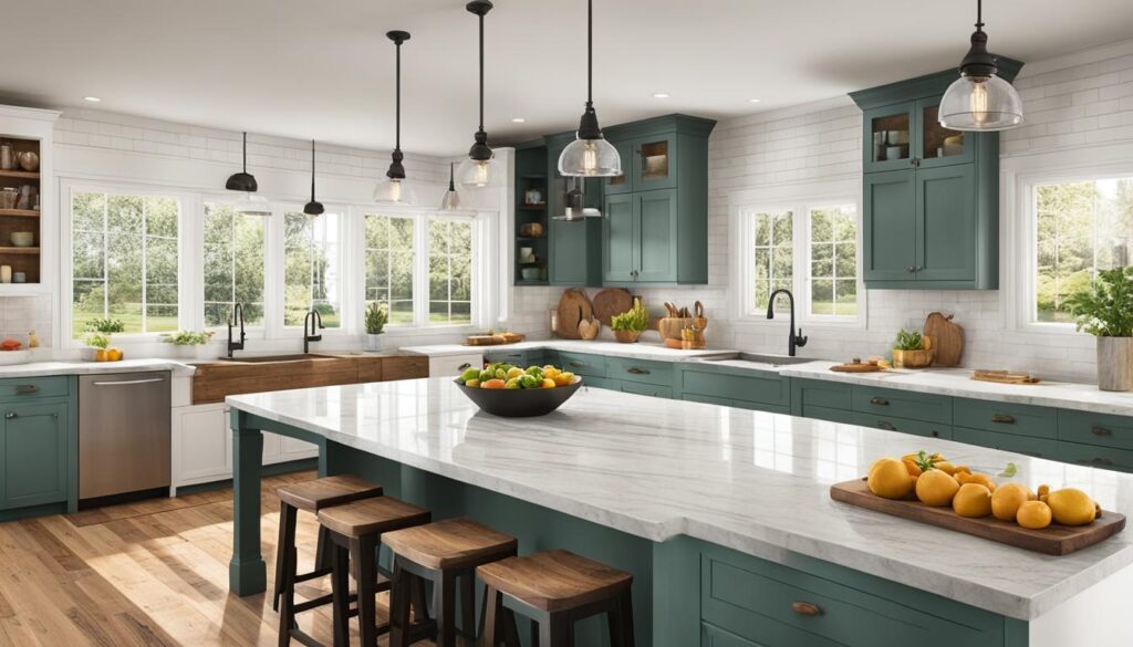 colorful and collected farmhouse kitchen