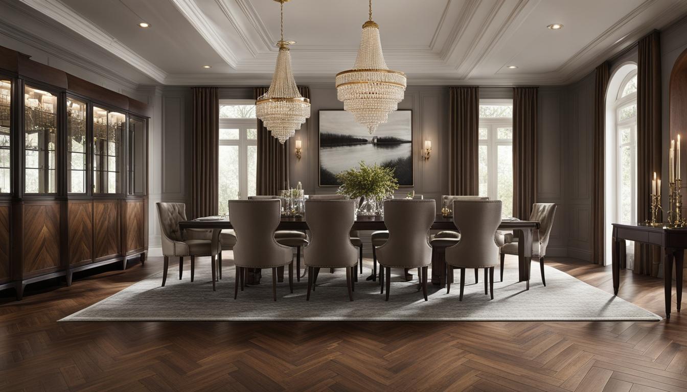 Pattern Play: Herringbone Wood Floors in Formal Dining Rooms