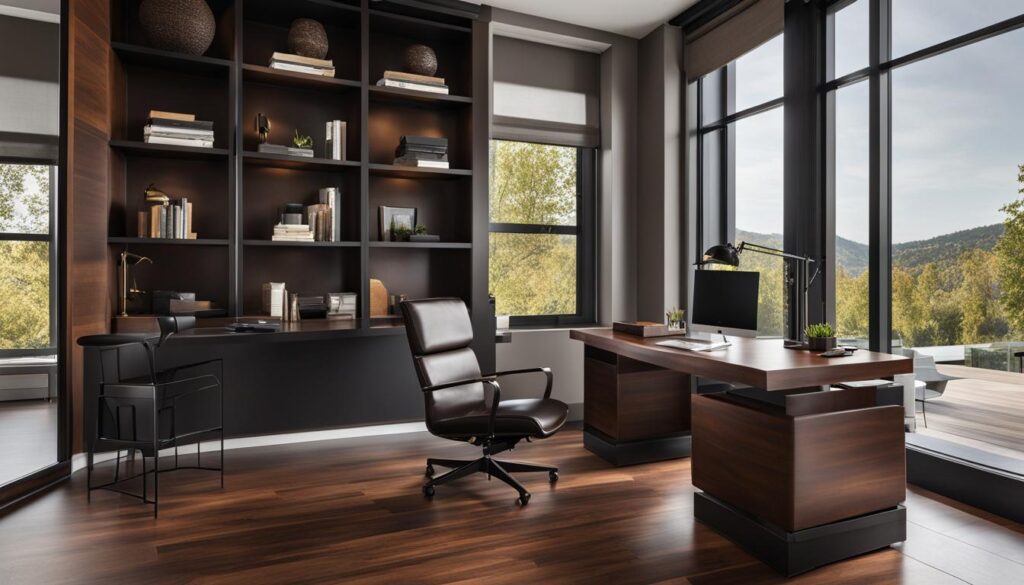 engineered wood flooring in a home office