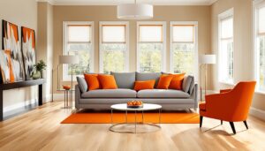 What Shades of Orange Enhances a Wooden Floor With a Light Tone